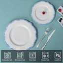 Fanquare Blue Dinner Set, 11-Inch Scalloped Porcelain Plates, Microwave Safe, Service for 4