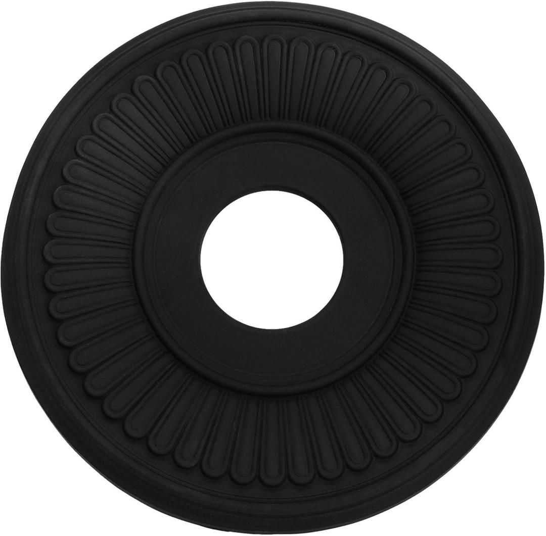 Hedume Black Ceiling Medallion, 13 1/5" OD x 3 2/5" ID PU Decorative Home Lighting Ceiling Cover Plate for Light Fixtures and Ceilings Fans