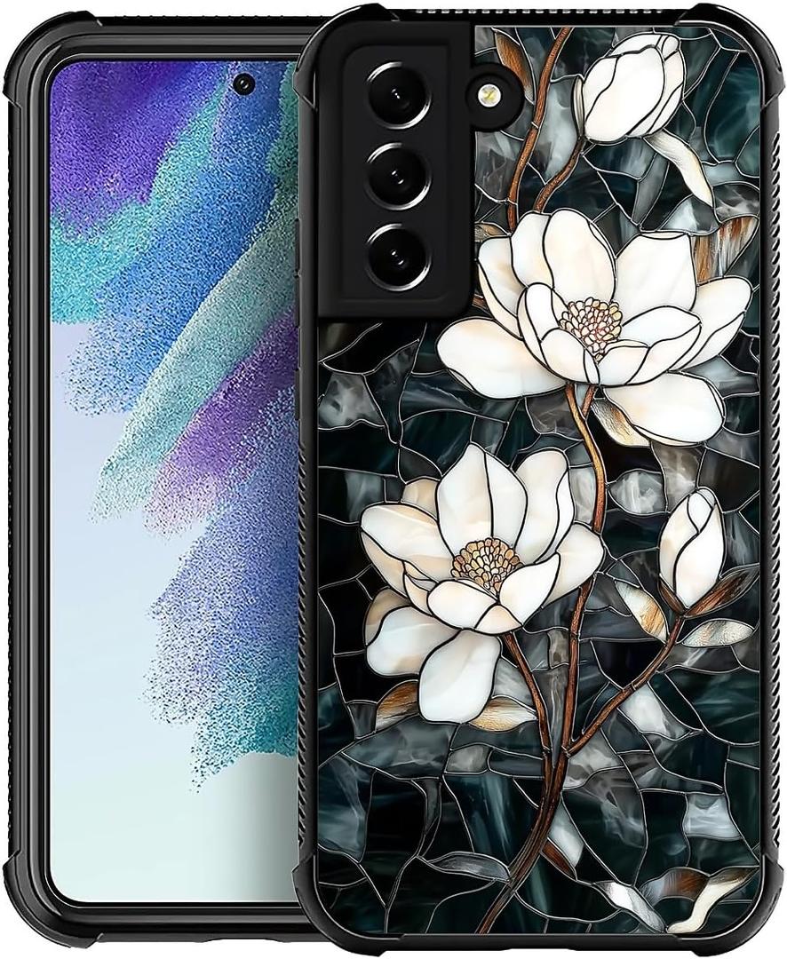Case for Samsung Galaxy S22,Military-Grade TPU Protection with Shock-Absorbing Edges,Slim Anti-Drop Compatible with Samsung Galaxy S22 Case -Stained Glass Unique Magnolia