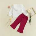 Toddler Girl Fall Outfits Flower Long Sleeve Sweatshirt Hoodies+Elastic Waist Flare Long Pants 2Pcs Clothes Set, 3-4 Years