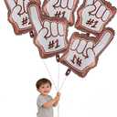 5PCS Helium No.1 Football Glove Balloon for Touchdowns or Tutus Gender Reveal Decorations, Football Party Decorations (Brown)