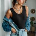 Ninee Women's Tank Top with Built in Bra Ribbed Camisole Summer Scoop Neck Basic Cami Tanks (Black, L)