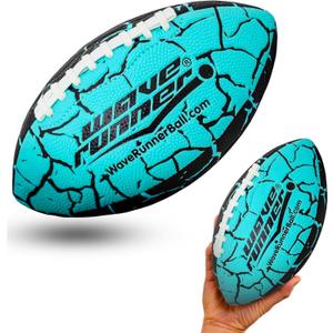 Wave Runner Grip It Waterproof Junior Size Football, 9.25 Size, Durable & Double Laced, Perfect for Beach Accessories, Kids Games, Pool Toys, Outdoor Games, All-Weather Indoor & Outdoor Play (Black/Blue)