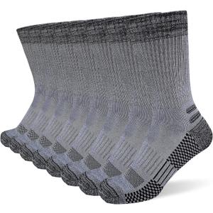 suaskk Men's Crew Work Boot Socks, Thick Cushioned Moisture Wicking Hiking Sock 3/4 Pairs, Size: 12-15