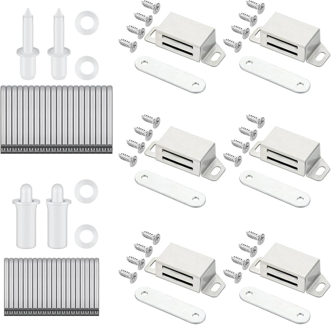 Jetec 125 Pieces Plantation Shutter Repair Kit Includes 85 Pcs Spring Loaded Shutter Pins, 8 Sets Plantation Shutters Magnets and 32 Screws for Windows, Shutter, Furniture, Tools Supplies