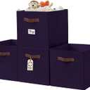 DECOMOMO Storage Baskets, 13x15x13 Storage Cube Bins with Labels for Organizing Shelves Kallax (Kallax / 4pcs, Deep Purple)