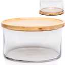 25DOL XXL Extra Large Clear Glass Salad Bowl DishHand Blown Dual Function Bamboo Lid - Mixing Bowl for Salads, Dessert, Fruit, Punch - Centerpiece Large Serving Bowls - Airtight Lid