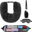 Stuffable Neck Pillow Travel Storage Bag for Airplanes with Clothes, No Extra Baggage Fees, Fits 3+ Days of Travel Essentials, No Filler (Black)