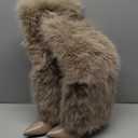 NEWBELLA Women's Faux Fur Knee High Boots (Beige) 7