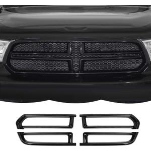 Front Grille Inserts Trim Cover Grill Frame Decoration Exterior Accessories Compatible with Dodge Durango 2014-2020,Black