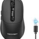 TECKNET Bluetooth Mouse with Screen, [ BT5.2+BT5.0+2.4G ] Wireless Mouse, Type-C Rechargeable with LED Screen Display, 4800DPI Computer Mice, Silent Click, Tri-Mode for Laptop, Computer, iPad, MacBook