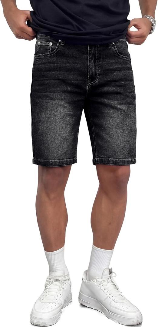 JMIERR 2026 Mens Skinny Denim Shorts 4 Way Stretch Casual Comfy Slim Fit Summer Jean Shorts 34