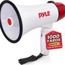 Pyle 20W Megaphone Bullhorn - 5.4'' x 8.6'' Portable Megaphone, Projection Range 1000 Sq. Yards, Voice Talking & Siren Alert, Shoulder Strap, Battery Operated, (White)