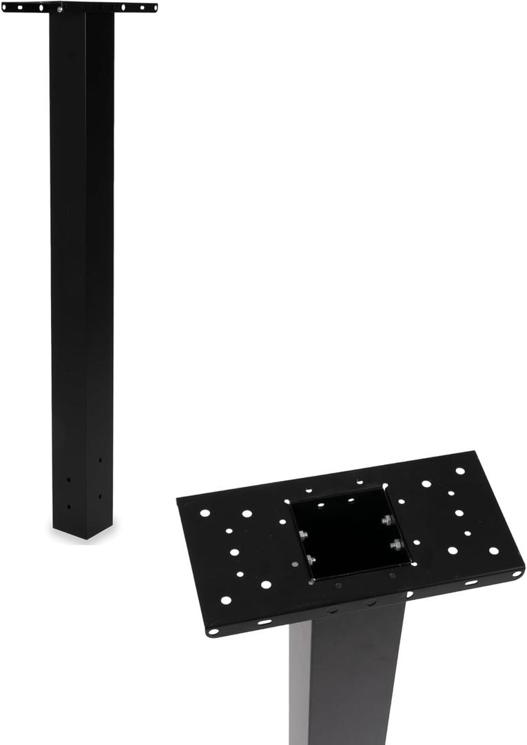 Ilyapa Black Metal Mailbox Post for Outside, 43x4x4 inch Metal Post Sleeve with Two Universal Mailbox Mounting Bracket for Curbside Residential Mail Box, Heavy Duty