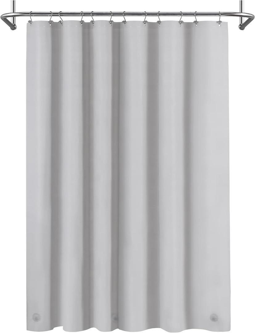 Mrs Awesome Grey Shower Curtain Liner with 3 Magnets, 72x72 Premium Flexible Sturdy Plastic Shower Curtain for Bathroom Lightweight & Waterproof, Light Gray