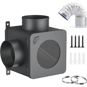 Dryer Lint Trap,90-degree Indoor Dryer Vent Lint Trap with 4inch Dryer Vent Hose,2 Clamps,Lint Catcher for Dryers-Dryer Vent Box (Metal)