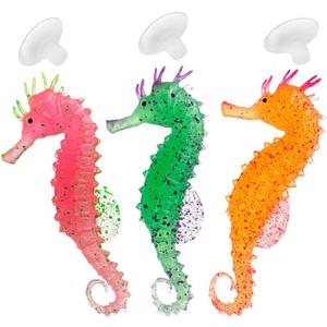 3Pcs Aquarium Ornament Glowing Floating Effect Artificial Sea Horse for Fish Tank Decoration