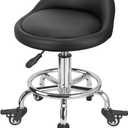 FLOLXNB Rolling Stool Low Roller Seat PU Leather, Rolling Chair Height Adjustable, Garage Stool with Wheels for Manicure Mechanic Home Office Garage Shop (Style 1)