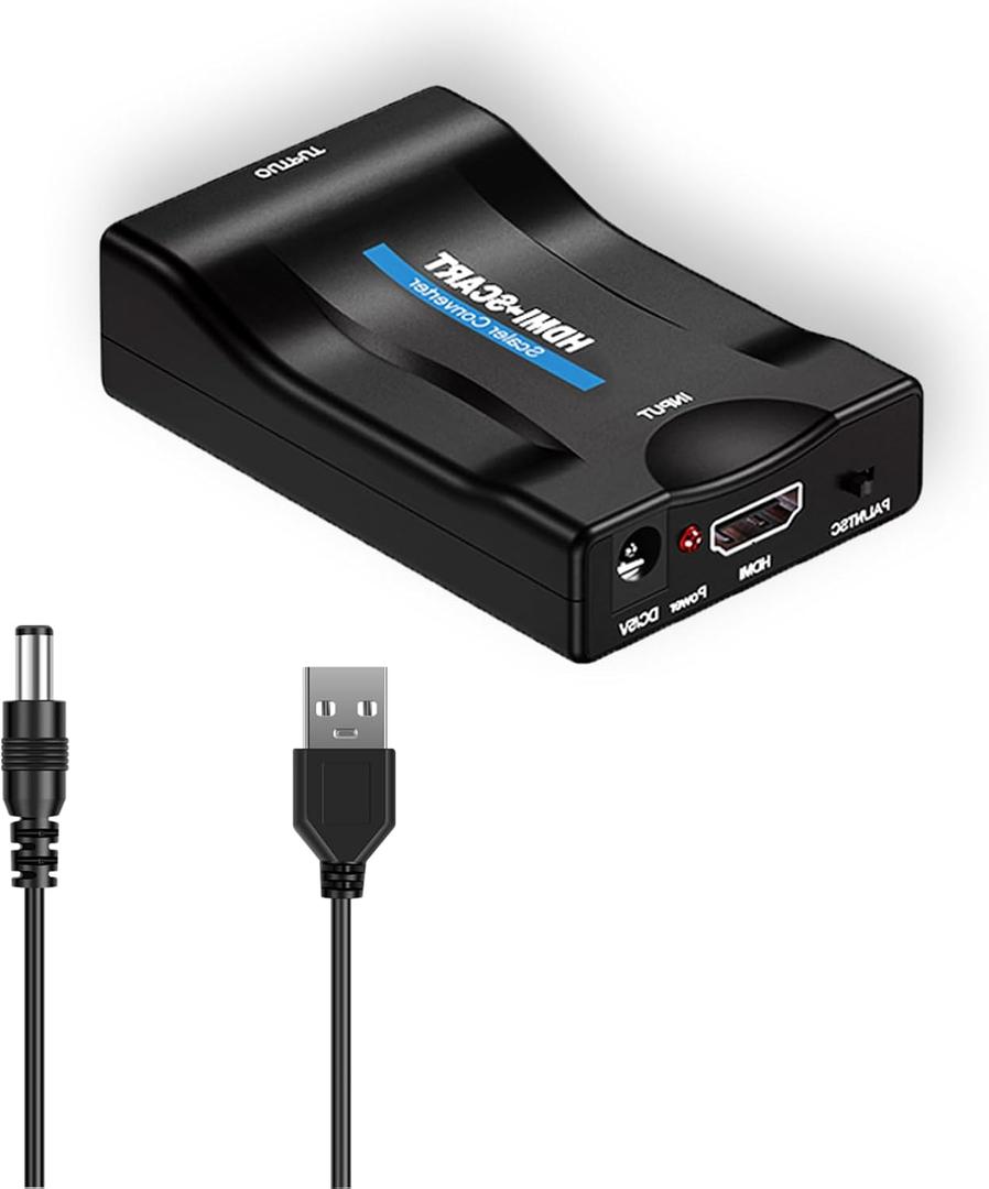 HDMI to SCART Converter Adapter with MHL Support - NTSC/PAL Output for CRT TVs, VHS Video recorders, DVD Recorders -MHL Phone to TV Converter -Coaxial to HDMI Signal Converter Box for Old TV