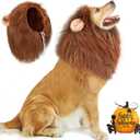 Vivifying Lion Mane for Dog, Adjustable Halloween Lion Costume Wig with Ears for Medium and Large Dogs, Realistic & Funny Accessory Perfect for Parties and Photoshoots (Large, Brown&Black)