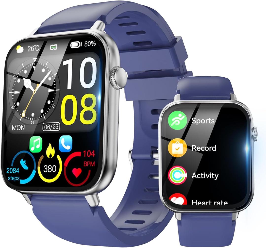 Smart Watch for Men Women Answer/Make Call, 1.85" HD Fitness Tracker with 24/7 Heart Rate & Sleep Monitor, 110+ Sports Modes, IP68 Waterproof Smartwatch, Long Battery Life for Android iOS, Blue