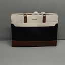 LOVEVOOK Laptop Tote Bag for Women,Leather Work Bag, Waterproof Business Teacher Bag,Large Computer Handbag Purse Briefcase,Office Gifts for Women (17.3 Inch, Black-white-brown-up)