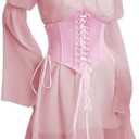 ETATNG Womens Two Piece Corset Dress Off Shoulder Bell Sleeve Summer Party Lace Up Bustier Dress S