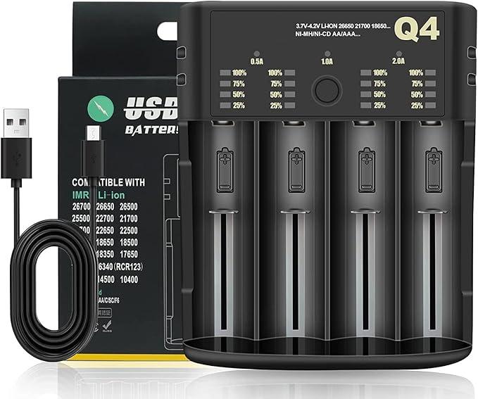 XTAR Dragon VP4L Plus Charger 4-Slots Intelligent Universal Battery Charger Analyzer Tester for 14500 18650 21700 26650 32650 AAA AA C D Batteries 11.1V /3S Battery Pack