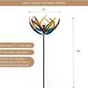 Bits and Pieces Tulip Wind Spinners Outdoor Solar Lighted Metal Wind Spinner, Large Kinetic Garden Sculptures, Crackle Glass Light, Multi-Colored Garden Decor
