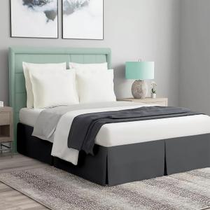 Magic Bed Skirt King Size 12 Inch Drop 100% Cotton Blend No Mattress Lifter Wrap Around Bed Skirt with Non Split Corners - Color Grey