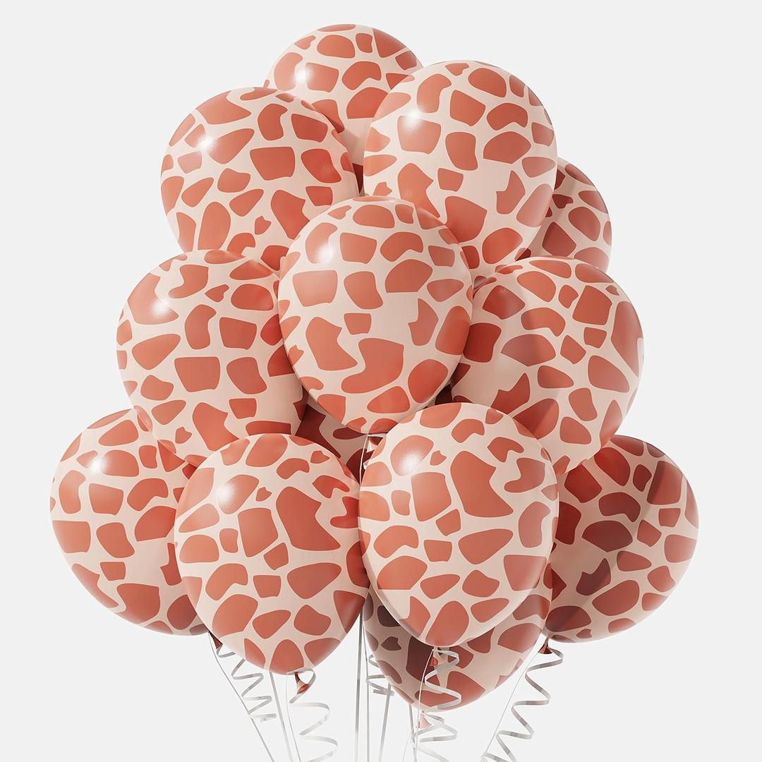 50pcs Giraffe Print Balloons, 12inch Animal Print Thick Latex Balloons for Safari Jungle Party Supplies Wild One Birthday Baby Shower Wildlife Theme Party Decoration