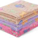 1 Pack 3 Blankets Super Soft Fluffy Cute Bone Pattern Pet Blanket Flannel Throw for Dog Puppy Cat Pink/Brown/Purple Small
