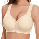 Seamless Front Close Bras for Women Comfort Wireless Push Up Jelly Bralette, Nude 3XL