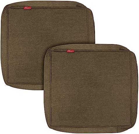 Pcinfuns Outdoor Cushion Covers 24x24x4 Inch,Patio Cushion Covers Replacement,Water Resistant Chair Pads Cover,2 Pack,Deep Coffee