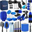 Qydipclin 42Pcs Car Detailing Kit, Car Detailing Brush Set, Car Wash Cleaning Kit, Car Detailing Brushes, Professional Car Care Kit for Interior Exterior Wheels, Blue