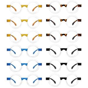 BFOCO 12-Pack Round Reading Glasses Women Small Readers for Men (+1.75)