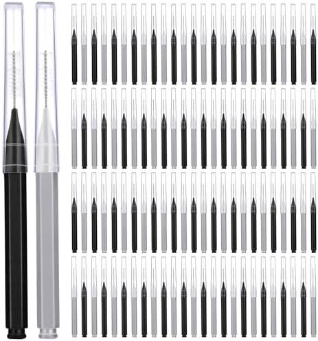 Patelai 100 Pieces Braces Brush for Cleaner Interdental Brush Toothpick Dental Tooth Flossing Head Oral Dental Hygiene Flosser Toothpick Cleaners Tooth Tool(Black, Grey,Suitable Size)