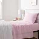 Amazon Basics Kid's Soft, Breathable, Easy-Wash Microfiber 3-Piece Sheet Set, Machine Washable, Twin, Light Pink, Solid