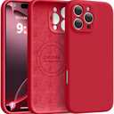 Magnetic for iPhone 16 Pro Case [Compatible with Magsafe] [Premium Silicone Satin-Smooth Touch] Slim Shockproof Anti-Scratch Microfiber Lining Case, 6.3 inch, Red