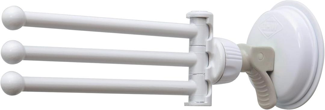 Safe-er-Grip Changing Lifestyles Drip Dry Portable Drying Rack, White with 3 Movable Arms, Swing Arm Suction Cup Towel Bar, Bath Towel Rack Hanger Towel Holder Organizer 11.5x17 Inch (Pack of 1)