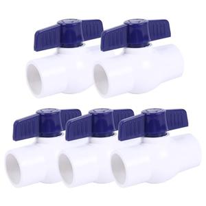 TAOKIHAI 5 Pack 1" PVC Ball Valve, SCH40 Slip PVC Water Pipe Shut-Off Valve, Socket Full Flow Port Plastic Control Valve for Swimming Pool, Sprinkler Lines, Outdoor Plumbing & Irrigation System
