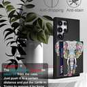 Compatible with Samsung Galaxy S24 Ultra Case Cute with Card Holder/Slim Slot Wallet Phone Cover for Women/African Elephant Design Animal Ethnic Stylized Pink