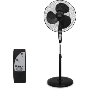 BLACK+DECKER 18-Inch Stand Fan with Pedestal Base, Height Adjustable Pedestal Fan with Remote and Touch Control Panel, Free Standing Fan with 90-Degree Oscillating and 3-Speed Settings, Black