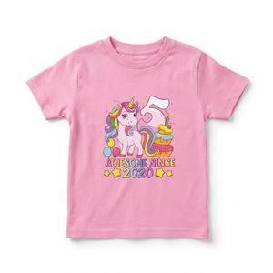Gildan toddler t-shirt  "5th Birthday" Unicorn Graphic, 3T, Pink