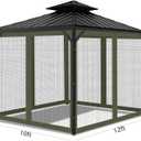 Gazebo Universal Replacement Mosquito Netting, 10'x12' Gazebo Netting Outdoor, 4-Panel Screen Walls for Outdoor Patio with Zipper (Mosquito Net Only) (Military Green)