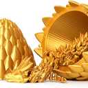 3D Printed Dragon Egg - Gold - Large 12" Flexible Crystal Dragon Inside, Flexible Desk Pet Figure, Animals Fidget Toy, Fantasy Graduation Gift for Kids, Teens & Dragon Lovers