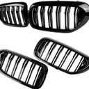 G30 Grille, Black Front Kidney Grille Grill Compatible with BMW 2017-2020 5 Series G30 M5 530e 530i 540i 550i, Gloss Black Double Slats