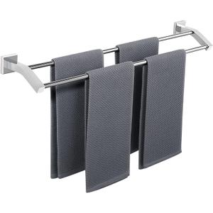 Alise Double Bath Towel Bars Towel Racks for Bathroom Lavatory,Wall Mount Towel Holder Heavy Duty SUS304 Stainless Steel Towel Hanger Towel Rail,Polished Chrome,28 Inch