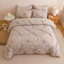 Nttopship Khaki King Comforter Set - 7 Pieces Bed in a Bag, Premium Comforters King Size Bed Set Pintuck Pinch Pleat Complete Comforter Set with Flat Sheet, Fitted Sheet and Pillowcases,Khaki