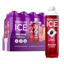 Sparkling Ice Purple Variety Pack, Flavored Water, Zero Sugar, with Vitamins and Antioxidants, 17 fl oz, 12 count (Black Raspberry, Cherry Limeade, Orange Mango, Kiwi Strawberry), Best By: 07/29/2026